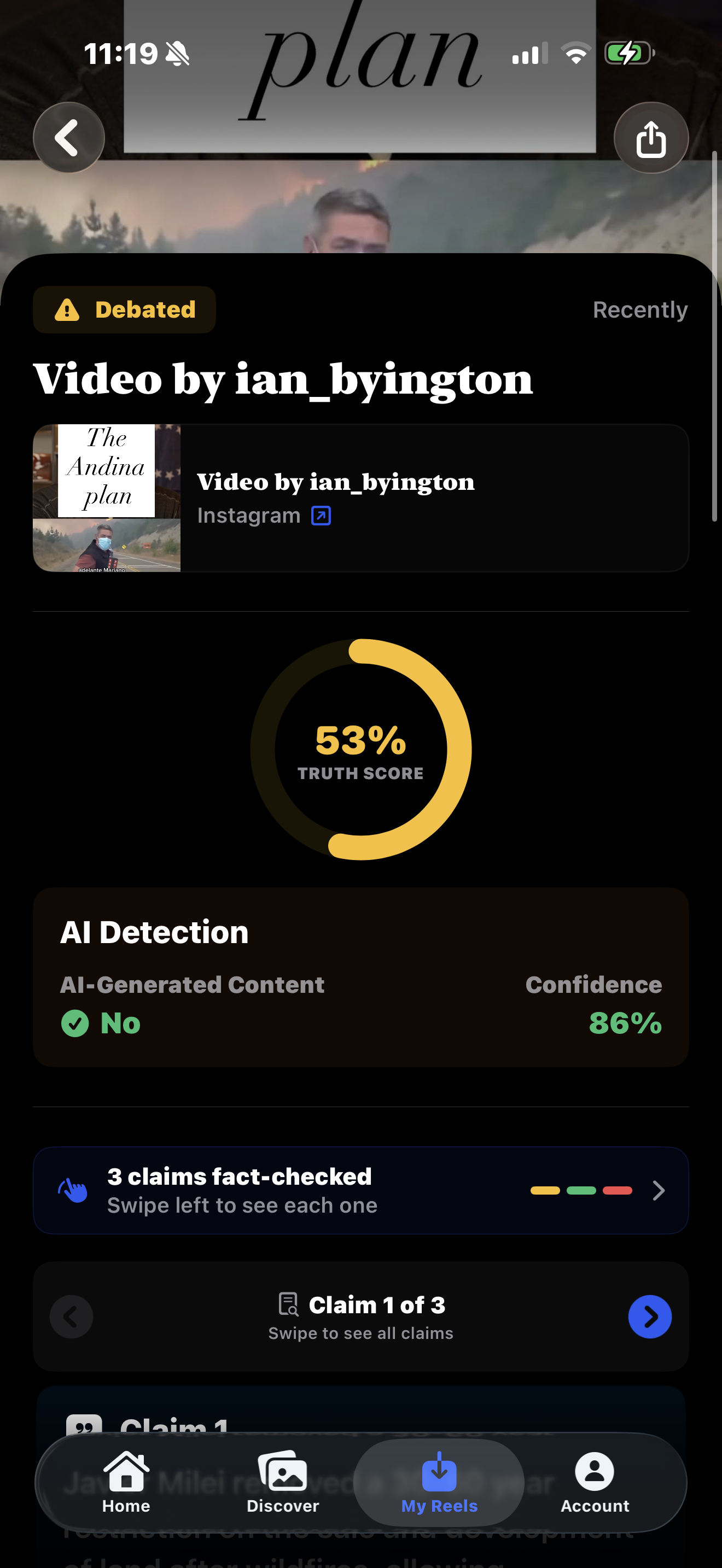Informed app — fact-check results